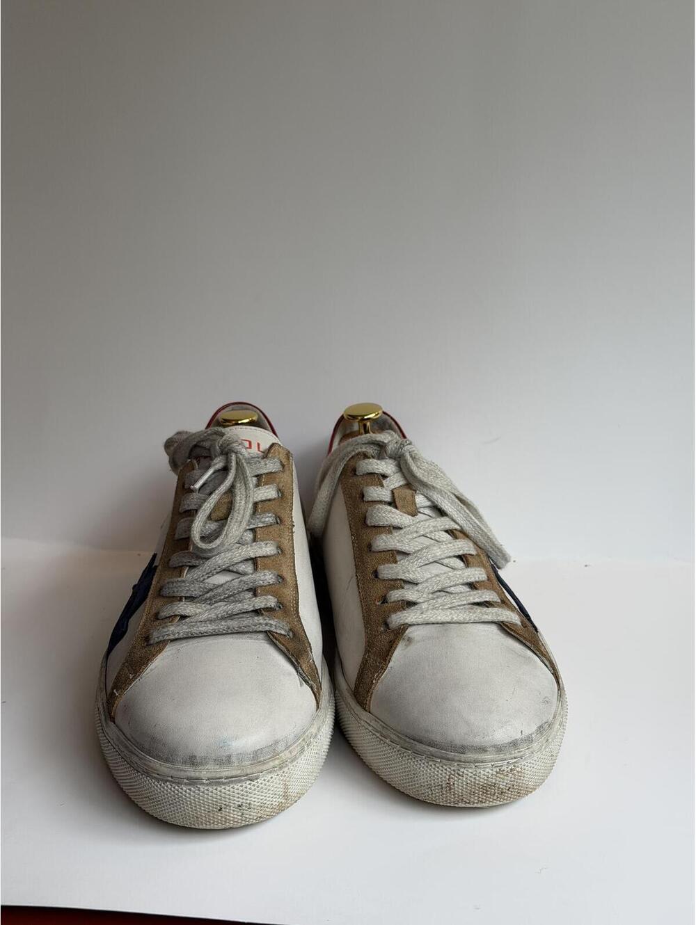 SEPOL White Leather Sneakers with Red and Blue Accents - Picture 2 of 6
